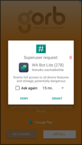 grant root permission to wa chat bot lite