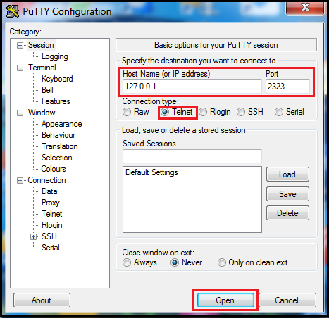 putty configuration for remote keyboard via usb