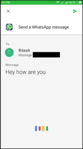 send whatsapp message using google assistant