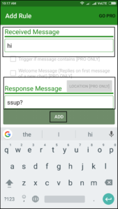 set automatic reply rule in wa chat bot lite