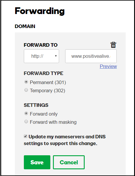 add forwarding rule in godaddy domain