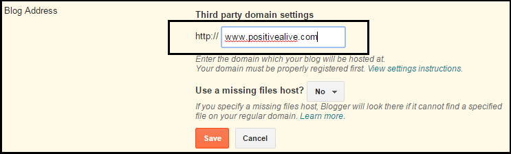 add third party domain name to blogger