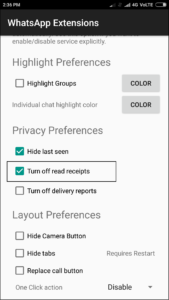 turn off read receipts for whatsapp status
