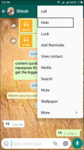 hide whatsapp chat in android