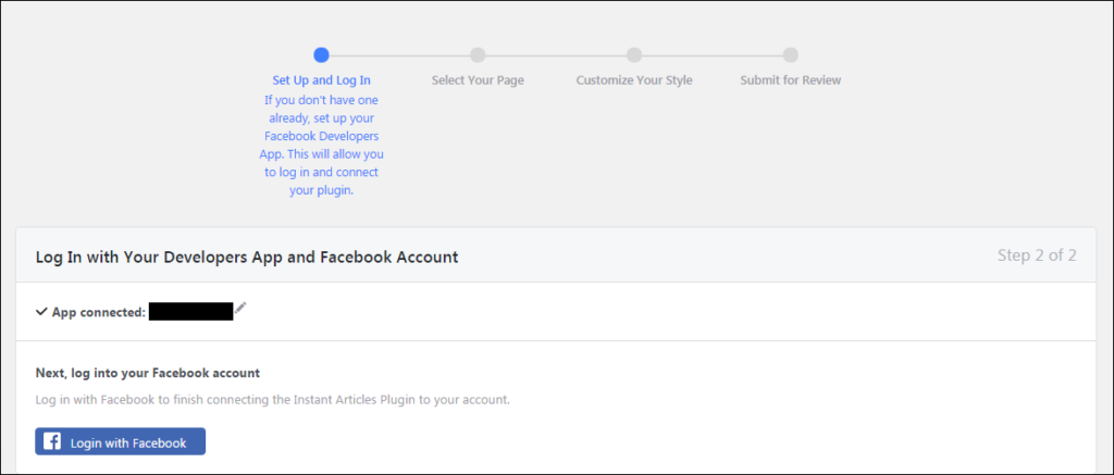 select fb page for instant articles in wordpress