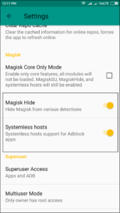 turn on magisk hide in redmi note 3